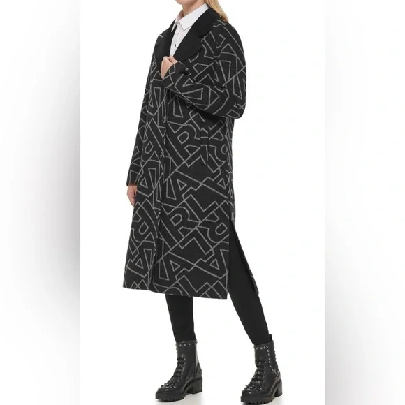 NWT KARL LAGERFELD PARIS Logo Print Wool Blend